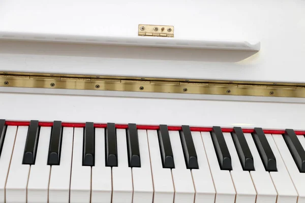 Piano gros plan, clavier blanc et noir — Photo