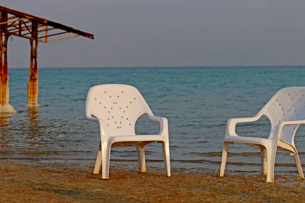 kum ölü deniz kıyısında iki dışkı vardır