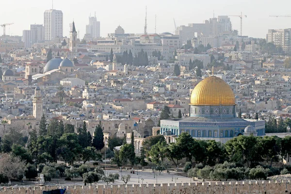 Zolotyoho Kopuła Pokrywa Poklonninya Islamski Meczet Jerozolimie — Zdjęcie stockowe