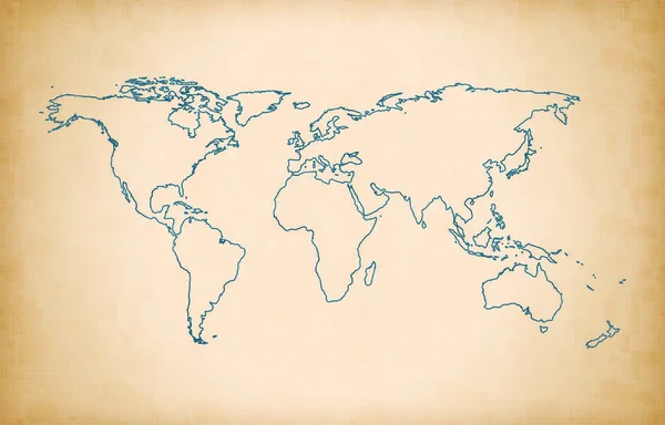Ročník světové mapy, obrys — Stock fotografie