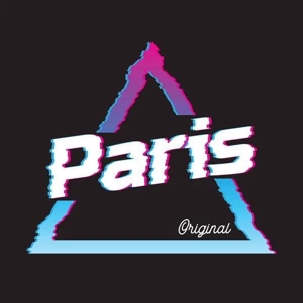 Parijs stad glitch effect retro afbeelding. — Stockvector