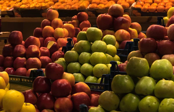 Fresh diversity of fruit on the counter trading — Stock Photo, Image