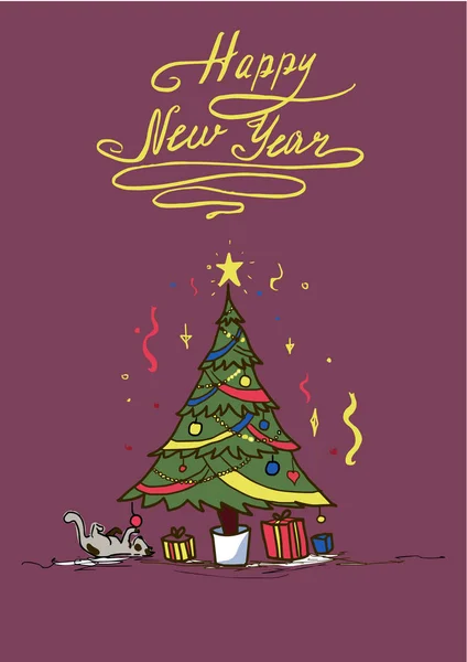 クリスマスツリー付きクリスマスカード — ストック写真