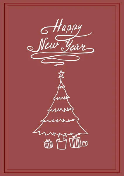                         Yılbaşı kartında Noel ağacı var.