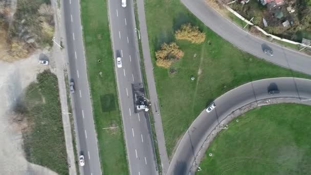 Crash Scene Severely Damaged Car Auto Crash Police Aerial Panoramic — 비디오