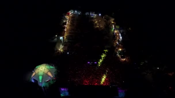 Aerial Panoramic Top Sky View Open Air Huge Public Crowd — Stock Video