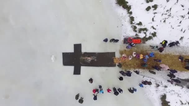 Letecký Pohled Drone Helikoptéra Vzduch Létat Nebe Muži Ženy Ponořit — Stock video