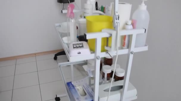 Cadeira Ginecológica Equipamento Clínica Consultório Médico Instrumento Ferramenta Ginecologista — Vídeo de Stock