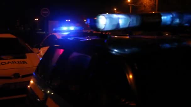 Carros Polícia Noite Carro Polícia Perseguindo Carro Noite Com Fundo — Vídeo de Stock