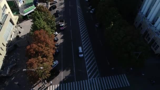 Minibus Met Mensen Omgedraaid Weg Dnjepr Luchtfoto Panoramisch Bovenaanzicht Vliegende — Stockvideo