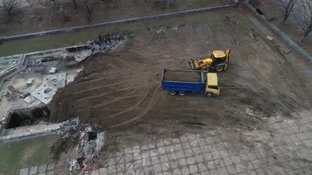 Dismantling Monument Dnieper Ukraine Meteor Aerial Panoramic Tpo View Flying — 비디오