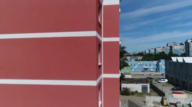 Construction site with a bird's eye in a megacity. New house in a new residential complex. Flying over the construction site. aerial panoramic top view from hight copter drone flying sky footage
