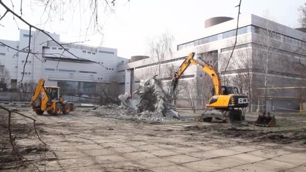 Dismantling Monument Dnieper Ukraine Meteor Aerial Panoramic Tpo View Flying — Stock Video