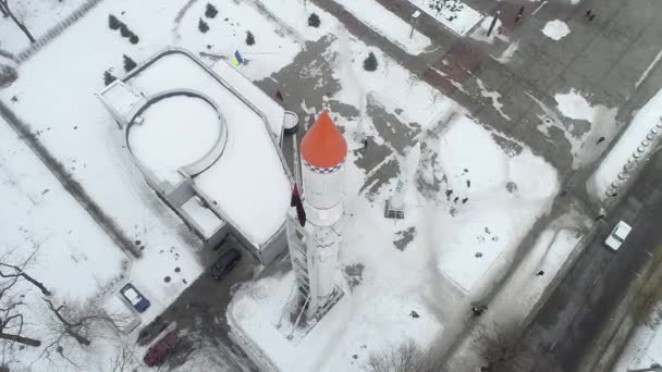 Kış Şehri Yükseklikten Manzara Karla Kaplı Bir Şehir Parkı Kış — Stok video
