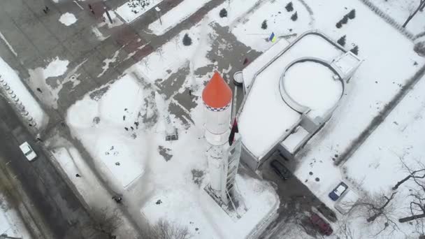 Ciudad Invierno Vista Desde Altura Vista Parque Ciudad Cubierta Nieve — Vídeo de stock