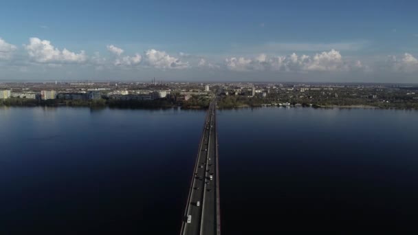 Поездка Автомобилях Мосту Вид Высоты Воздуха Мост — стоковое видео