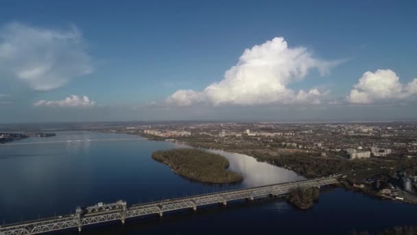 Cars Ride Bridge Aerial View Views Bridge Height — Stock Video