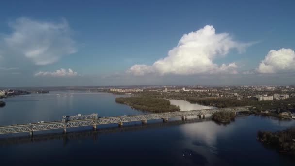 Carros Passeio Ponte Vista Aérea Ponte Partir Uma Altura — Vídeo de Stock