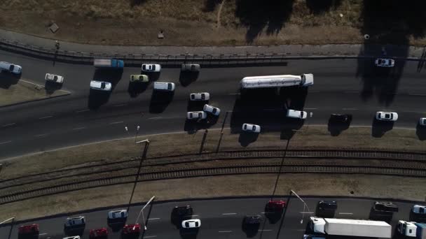 Vue Aérienne Accident Route Sécurité Routière Les Voitures Qui Coulent — Video