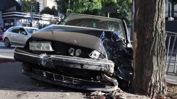 Ukrajna Dnipro Dnepr Rendőrség Vizsgálja Drámai Halálos Autóbaleset Helyszíne Kereszteződés — Stock videók