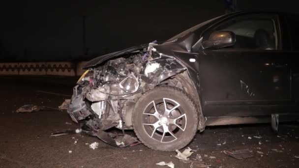 Ucrania Dnipro Dnepr Policía Investigar Dramático Fatal Accidente Coche Escena — Vídeos de Stock