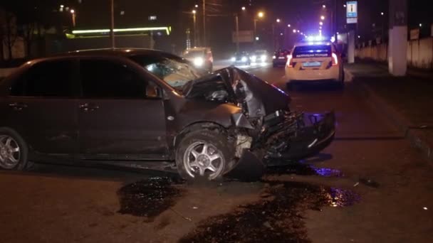 Ucraina Dnipro Dnepr Polizia Indagare Drammatica Scena Incidente Stradale Fatale — Video Stock