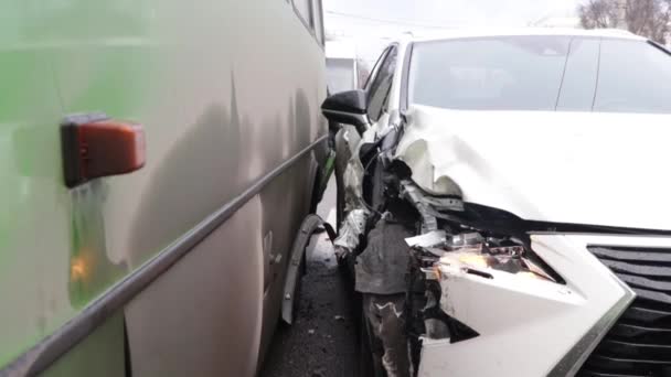 Oekraïne Dnipro Dnepr Politie Onderzoekt Dramatische Fatale Auto Ongeluk Scène — Stockvideo