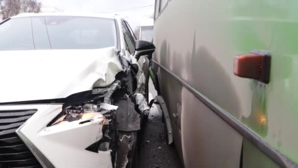 Ukraina Dnipro Dnepr Polisi Menyelidiki Dramatis Fatal Kecelakaan Mobil Adegan — Stok Video