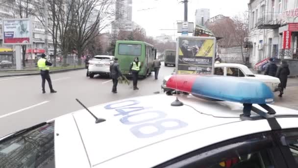 Ukrajna Dnipro Dnepr Rendőrség Vizsgálja Drámai Halálos Autóbaleset Helyszíne Toronto — Stock videók