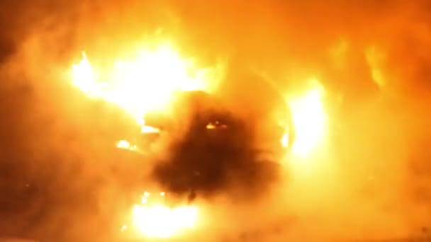 Gran Fuego Humo Negro Disparando Desde Una Altura Ucrania Dnepr — Vídeo de stock