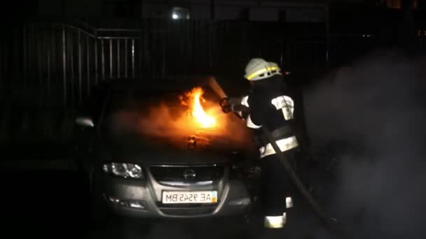 Gros Feu Fumée Noire Tir Une Hauteur Ukraine Dnepr Dnipro — Video