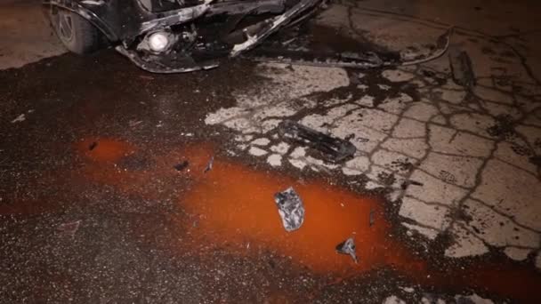 Ukrajina Dnipro Dnepr Policie Vyšetřuje Dramatickou Fatální Autonehodu Torontu Křižovatka — Stock video