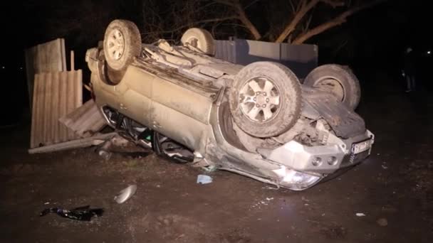 Ukraine Dnipro Dnepr Police Enquête Sur Scène Dramatique Accident Voiture — Video