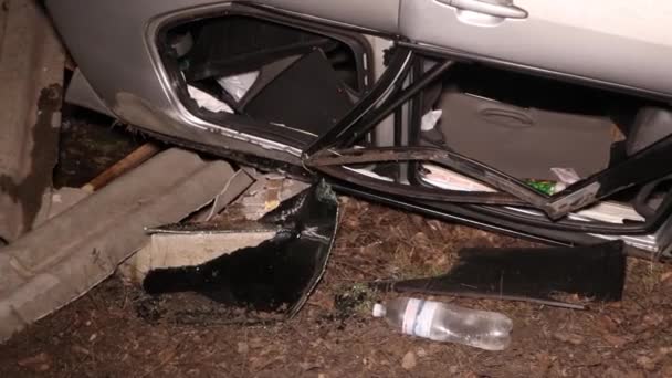 Ucrania Dnipro Dnepr Policía Investigar Dramático Fatal Accidente Coche Escena — Vídeo de stock