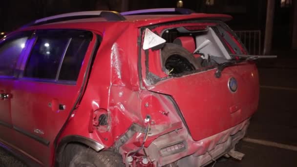 Ukraina Dnipro Dnepr Polisi Menyelidiki Dramatis Fatal Kecelakaan Mobil Adegan — Stok Video