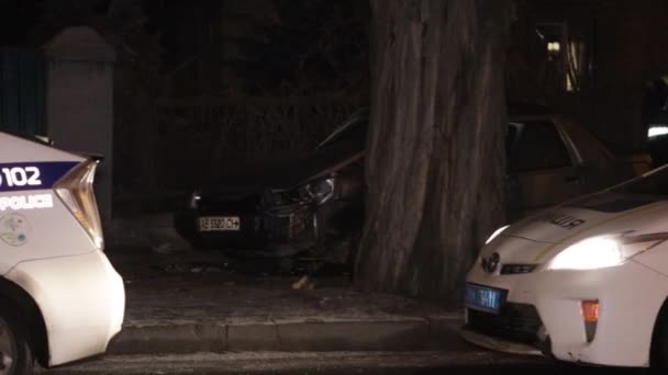 Ucrania Dnipro Dnepr Policía Investigar Dramático Fatal Accidente Coche Escena — Vídeos de Stock