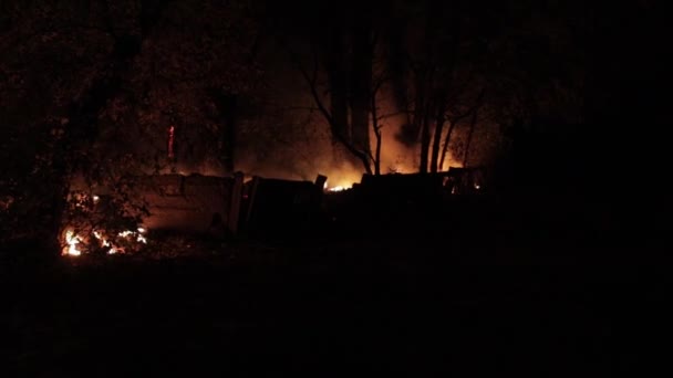 Aereo Tracciamento Drone Shot Che Domina Foresta Fiamme Incendi Che — Video Stock