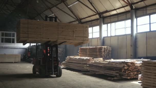 Camiones que transportan bloques de madera — Vídeo de stock