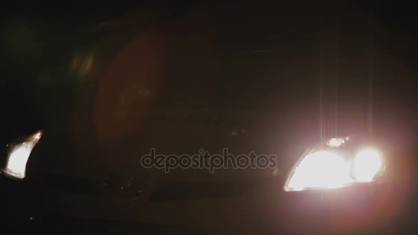 Police Car. Enable Dipped Beam. Flashers — Stock Video