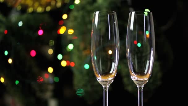 Dois copos vazios para champanhe — Vídeo de Stock