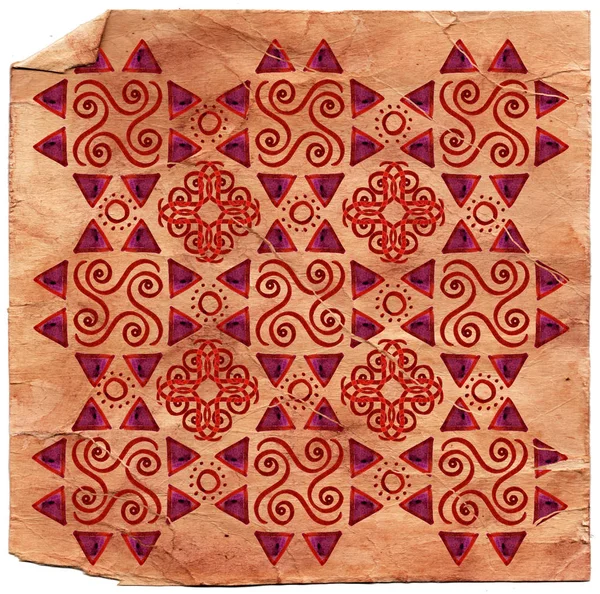 Altägyptisches Ornament. Handzeichnung. geometrisches Muster. auf zerknittertem altem Papier — Stockfoto