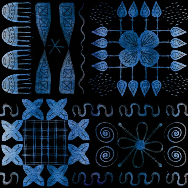 Africký kmenový domorodci malování. Geometrické vzory bezešvé — Stock fotografie