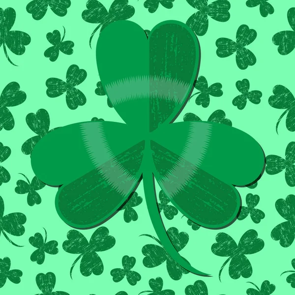 Día de San Patricio. Trébol de fondo verde — Vector de stock