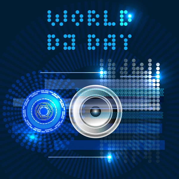 Journée mondiale des DJ. Vecteur abstrait DJ, radio, musique — Image vectorielle