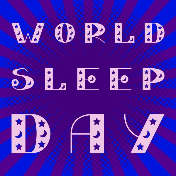 Journée mondiale du sommeil. Les étoiles et la lune. Style pop art . — Image vectorielle