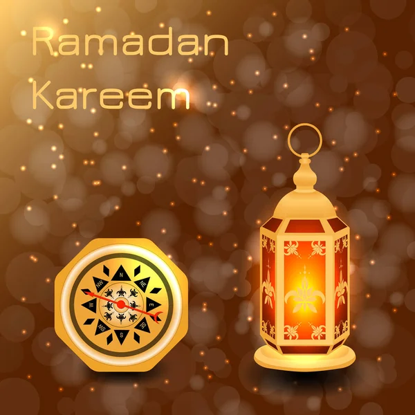 Ramadan Kareem. Latarnia i kompas — Wektor stockowy