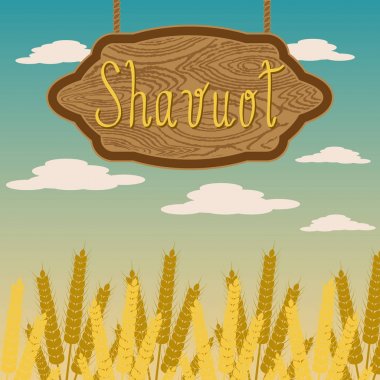 Shavuot. Musevi tatil kavramı. Ahşap bir tabela tatile adını
