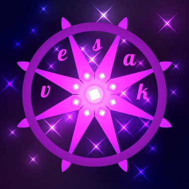 Budist tatil - Vesak. Dharma tekerlek Dharmachakra olduğunu