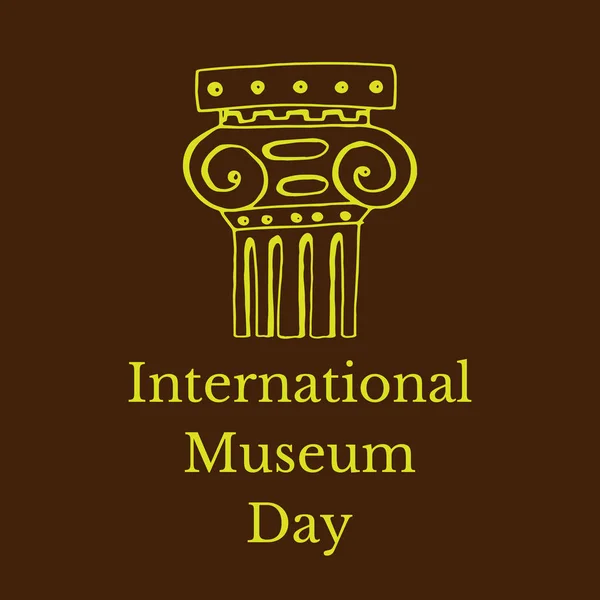 Διεθνής Ημέρα Μουσείων. Ρωμαϊκή στήλη. Μαύρο φόντο — Διανυσματικό Αρχείο