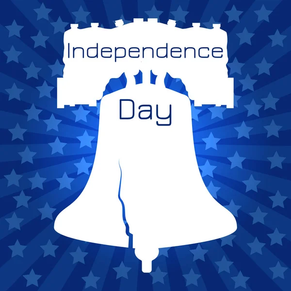 Dia da Independência dos EUA. Liberty Bell. Silhueta com estrelas no fundo — Vetor de Stock